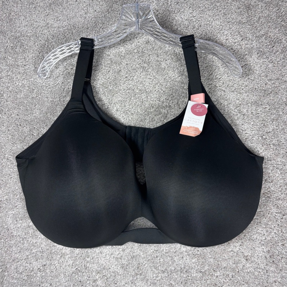 Cacique Comfort Bliss‎ Lightly Lined Full Coverage Bra Black 54DD m91540 NWT